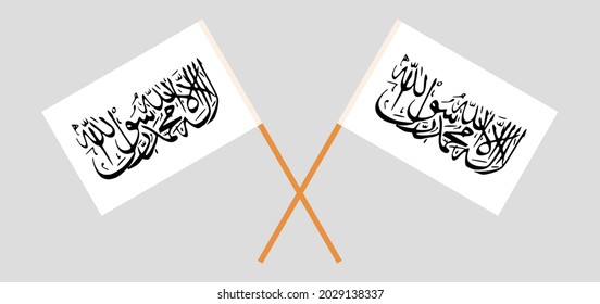 Crossed flags of Islamic Emirate of Afghanistan. Official colors. Correct proportion