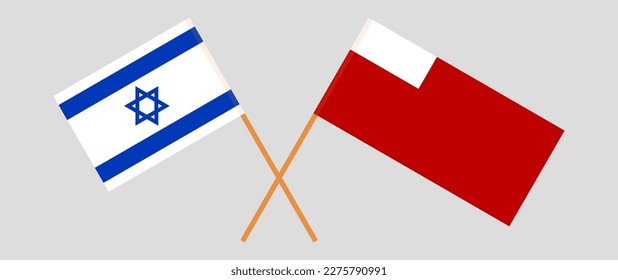 Crossed flags of Israel and Abu Dhabi. Official colors. Correct proportion. Vector illustration