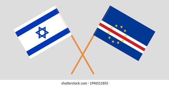 Crossed flags of Israel and Cape Verde. Official colors. Correct proportion