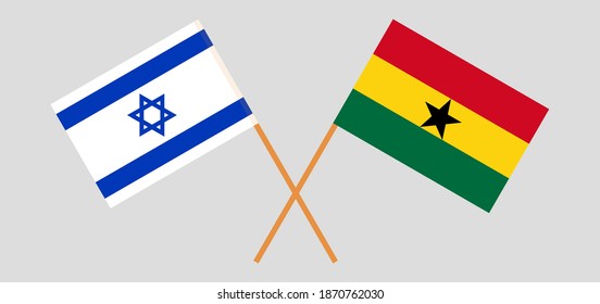 Crossed flags of Israel and Ghana. Official colors. Correct proportion