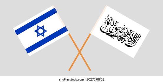 Crossed flags of Israel and Islamic Emirate of Afghanistan. Official colors. Correct proportion