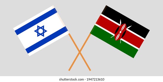 Crossed flags of Israel and Kenya. Official colors. Correct proportion