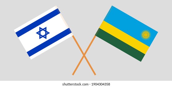 Crossed flags of Israel and Rwanda