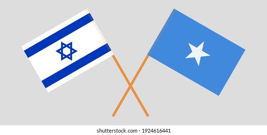 Crossed flags of Israel and Somalia. Official colors. Correct proportion
