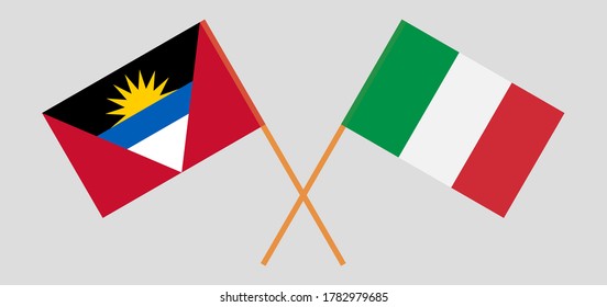 Crossed flags of Italy and Antigua and Barbuda