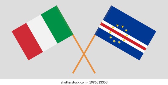 Crossed flags of Italy and Cape Verde. Official colors. Correct proportion