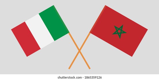 Banderas cruzadas de Italia y Marruecos