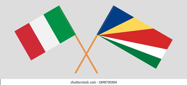 Überkreuzte Flaggen Italiens und der Seychellen