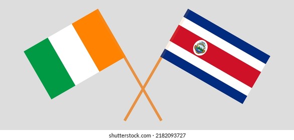 Crossed flags of Ivory Coast and Costa Rica. Official colors. Correct proportion. Vector illustration
