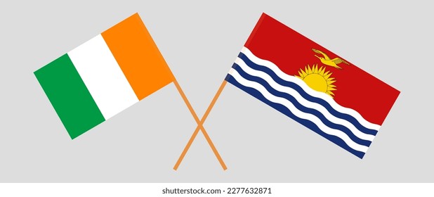 Crossed flags of Ivory Coast and Kiribati. Official colors. Correct proportion. Vector illustration