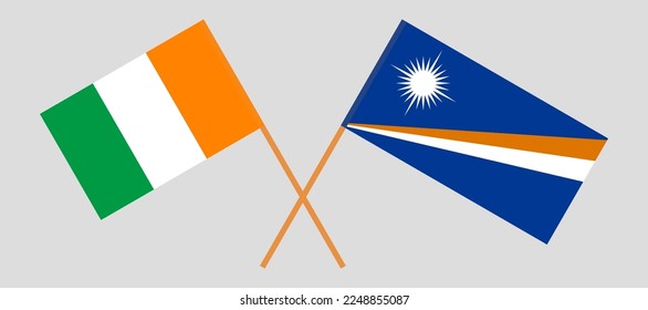 Crossed flags of Ivory Coast and Marshall Islands. Official colors. Correct proportion. Vector illustration
