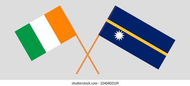 Crossed flags of Ivory Coast and Nauru. Official colors. Correct proportion. Vector illustration
