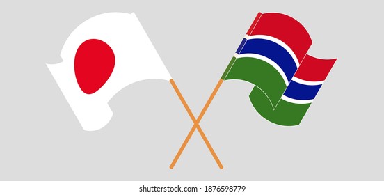 Crossed flags of Japan and the Gambia