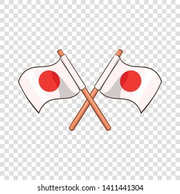 Crossed flags of Japan icon. Cartoon illustration of crossed flags of Japan vector icon for web