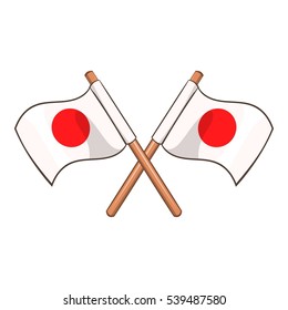 Crossed flags of Japan icon. Cartoon illustration of crossed flags of Japan vector icon for web