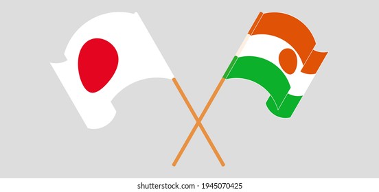 Crossed flags of Japan and the Niger. Official colors. Correct proportion