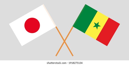 Crossed flags of Japan and Senegal