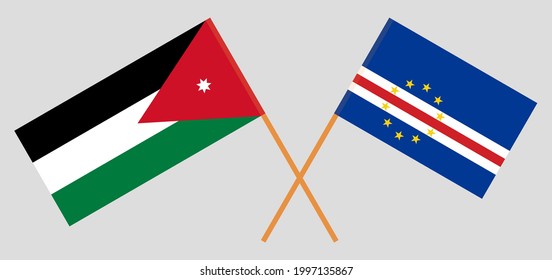 Crossed flags of Jordan and Cape Verde. Official colors. Correct proportion