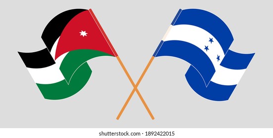 Crossed flags of Jordan and Honduras