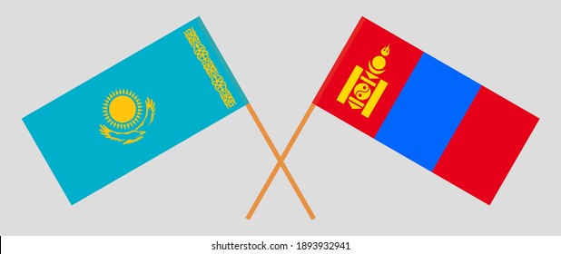 Crossed flags of Kazakhstan and Mongolia