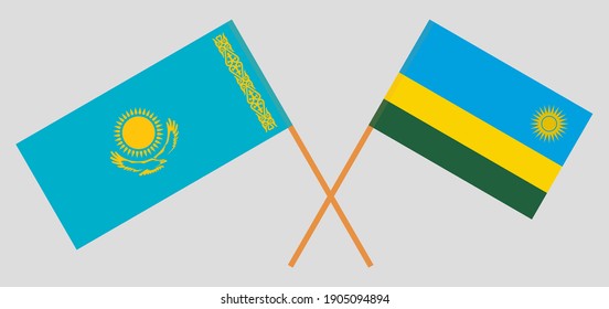 Crossed flags of Kazakhstan and Rwanda