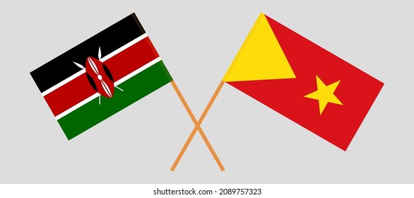 Crossed flags of Kenya and Tigray. Official colors. Correct proportion