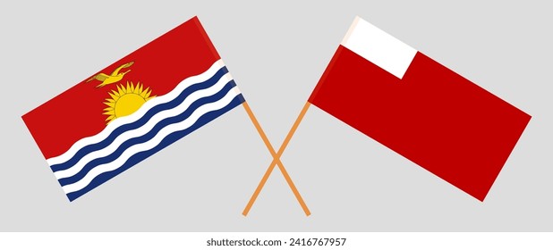 Crossed flags of Kiribati and Abu Dhabi. Official colors. Correct proportion. Vector illustration
