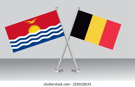 Crossed flags of Kiribati and Belgium. Official colors. Correct proportion. Banner design
