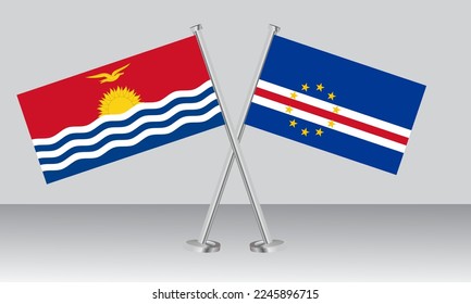 Crossed flags of Kiribati and CAPE VERDE. Official colors. Correct proportion. Banner design
