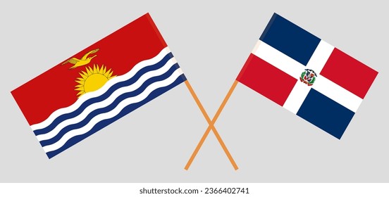 Crossed flags of Kiribati and Dominican Republic. Official colors. Correct proportion. Vector illustration
