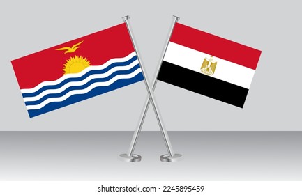 Banderas cruzadas de Kiribati y Egipto. Colores oficiales. Proporción correcta. Diseño de pancartas
