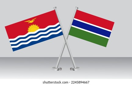 Crossed flags of Kiribati and Gambia. Official colors. Correct proportion. Banner design
