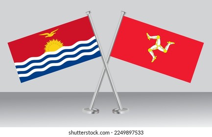 Crossed flags of Kiribati and Isle of Man. Official colors. Correct proportion. Banner design
