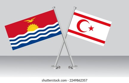 Crossed flags of Kiribati and Northern Cyprus. Official colors. Correct proportion. Banner design
