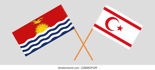 Crossed flags of Kiribati and Northern Cyprus. Official colors. Correct proportion. Vector illustration