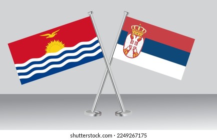 Crossed flags of Kiribati and Serbia. Official colors. Correct proportion. Banner design
