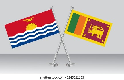 Crossed flags of Kiribati and Sri Lanka. Official colors. Correct proportion. Banner design
