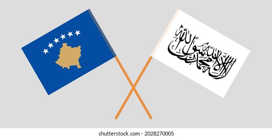 Crossed flags of Kosovo and Islamic Emirate of Afghanistan. Official colors. Correct proportion