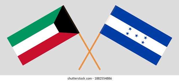 Crossed flags of Kuwait and Honduras