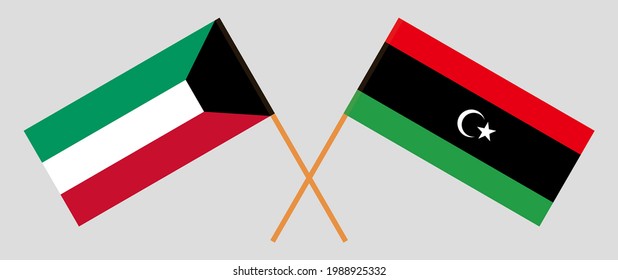 Cruzaron banderas de Kuwait y Libia. Colores oficiales. Proporción correcta