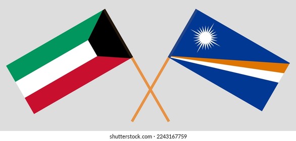 Banderas cruzadas de Kuwait y de las Islas Marshall. Colores oficiales. Proporción correcta. Ilustración del vector
