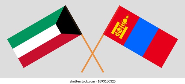 Banderas cruzadas de Kuwait y Mongolia