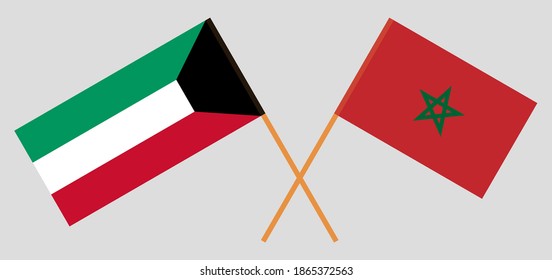 Crossed flags of Kuwait and Morocco