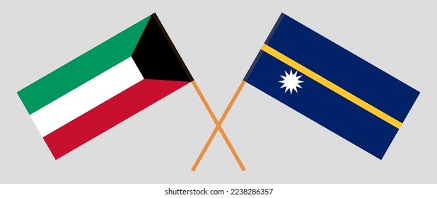 Crossed flags of Kuwait and Nauru. Official colors. Correct proportion. Vector illustration
