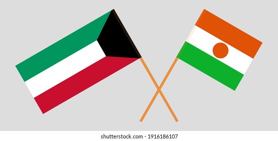 Crossed flags of Kuwait and the Niger