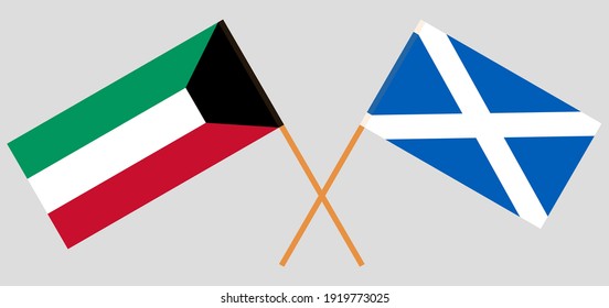 Banderas cruzadas de Kuwait y Escocia