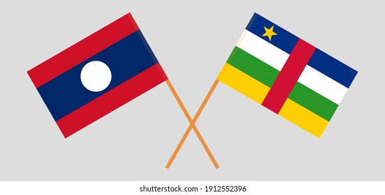 Crossed flags of Laos and Central African Republic