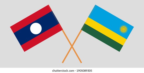 Crossed flags of Laos and Rwanda