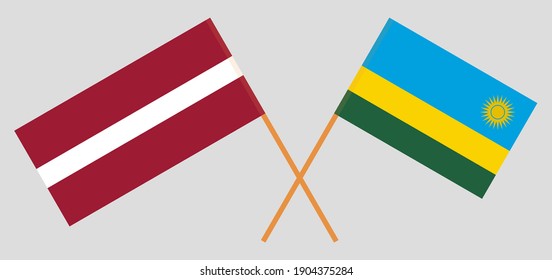 Crossed flags of Latvia and Rwanda