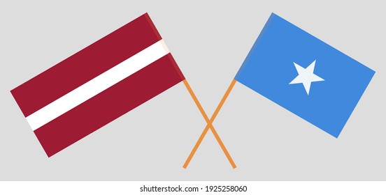 Crossed flags of Latvia and Somalia. Official colors. Correct proportion